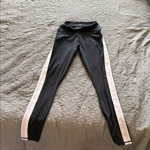Spiritual Gangster Black Leggings with Pink Stripes